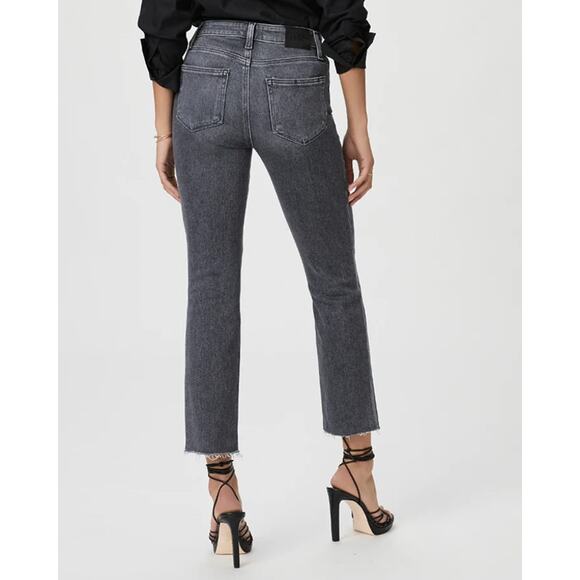 Paige Cindy Straight Jeans in Ash Black Size 34 – Raw Hem, Premium Stretch Denim - Picture 4 of 13